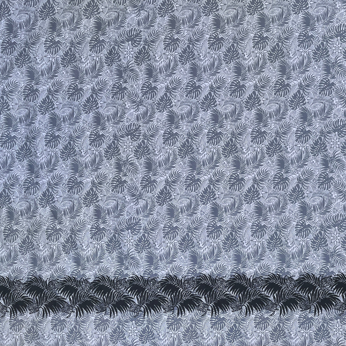 Poly-Cotton Monstera Leaves Fabric with Border