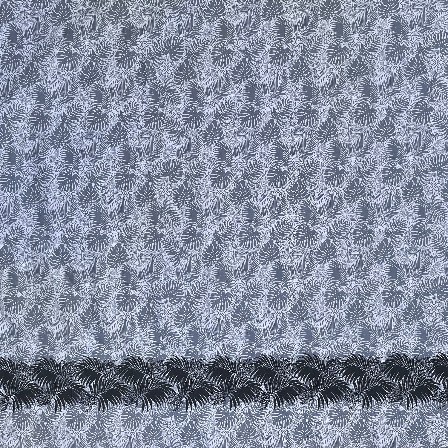 Poly-Cotton Monstera Leaves Fabric with Border
