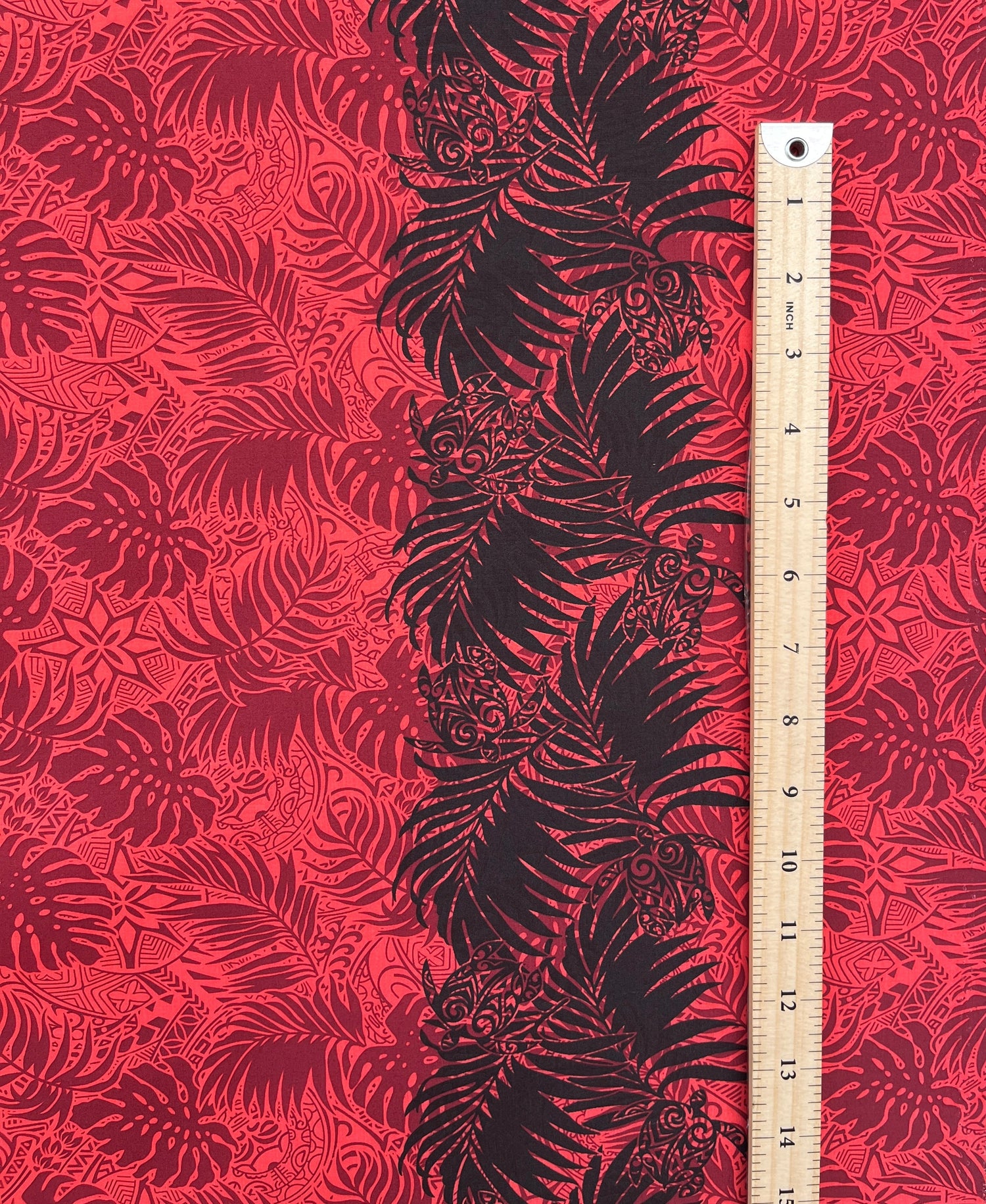 Poly-Cotton Monstera Leaves Fabric with Border