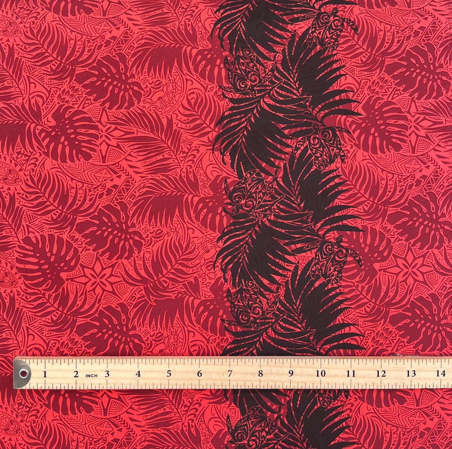 All Over Monstera Leaves Poly-Cotton Fabric - Monstera Leaves, Single Border, Tropical Print, 36" X 45" (1 Yard)