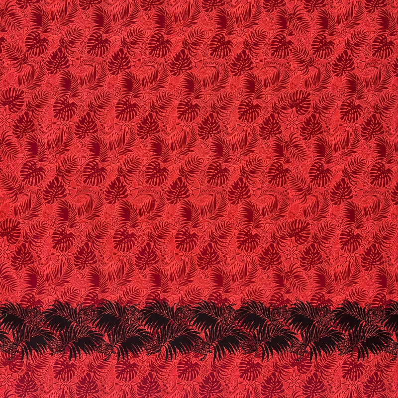 All Over Monstera Leaves Poly-Cotton Fabric - Monstera Leaves, Single Border, Tropical Print, 36" X 45" (1 Yard)