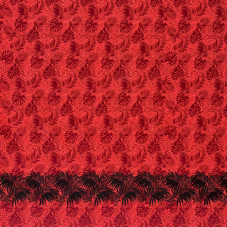 All Over Monstera Leaves Poly-Cotton Fabric - Monstera Leaves, Single Border, Tropical Print, 36" X 45" (1 Yard)