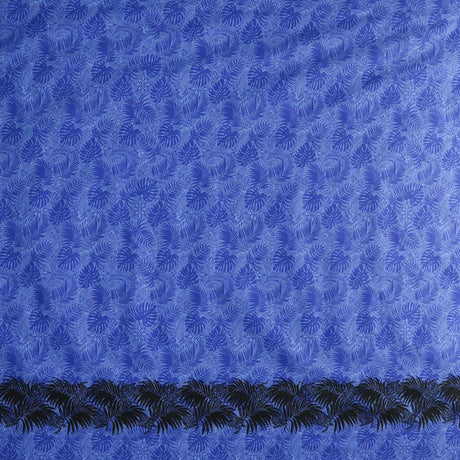 Poly-Cotton Monstera Leaves Fabric with Border