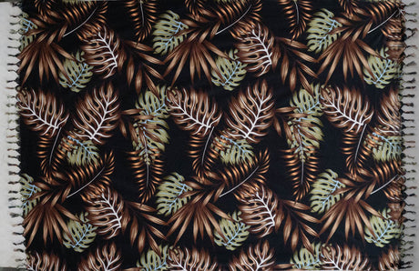 All Over Split Leaves Rayon Fabric - Split Leaves Print, Fringed Edges, 72" L X 45" W (1 Piece)