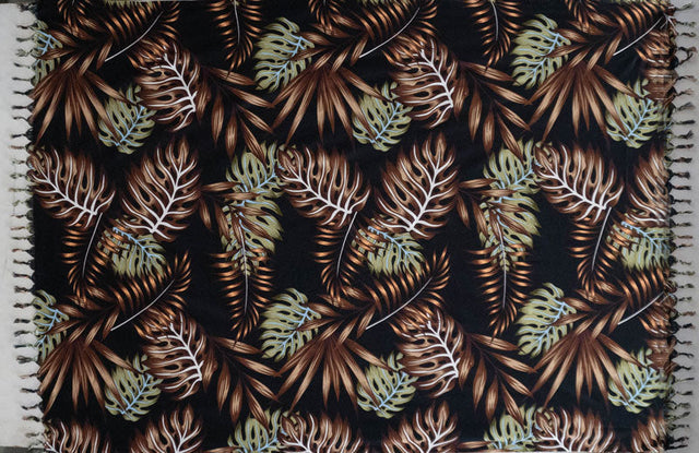 All Over Split Leaves Rayon Fabric - Split Leaves Print, Fringed Edges, 72" L X 45" W (1 Piece)