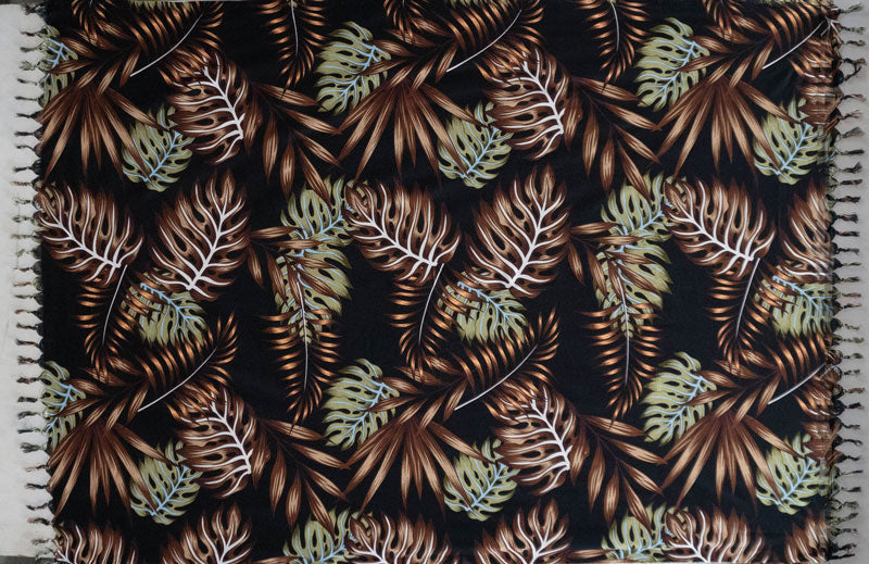 All Over Split Leaves Rayon Fabric - Split Leaf Print, Fringed Edges, 72" L X 45" W (1 Piece)