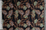 All Over Split Leaves Rayon Fabric - Split Leaf Print, Fringed Edges, 72" L X 45" W (1 Piece)