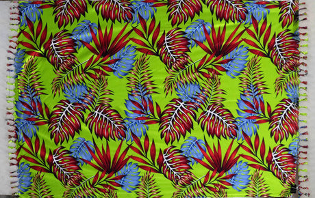All Over Split Leaves Rayon Fabric - Split Leaf Print, Fringed Edges, 72" L X 45" W (1 Piece)