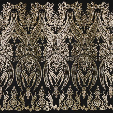 Amelia Stretch Mesh Sequin Polyester Spandex Fabric - Black/Black, 2-Way Stretch, 52" Width (1 Yard)
