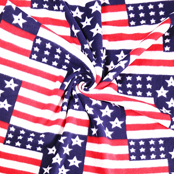 Fleece Fabric American Flag Print By The Yard