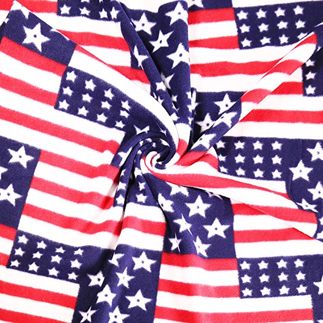 Fleece Fabric American Flag Print By The Yard