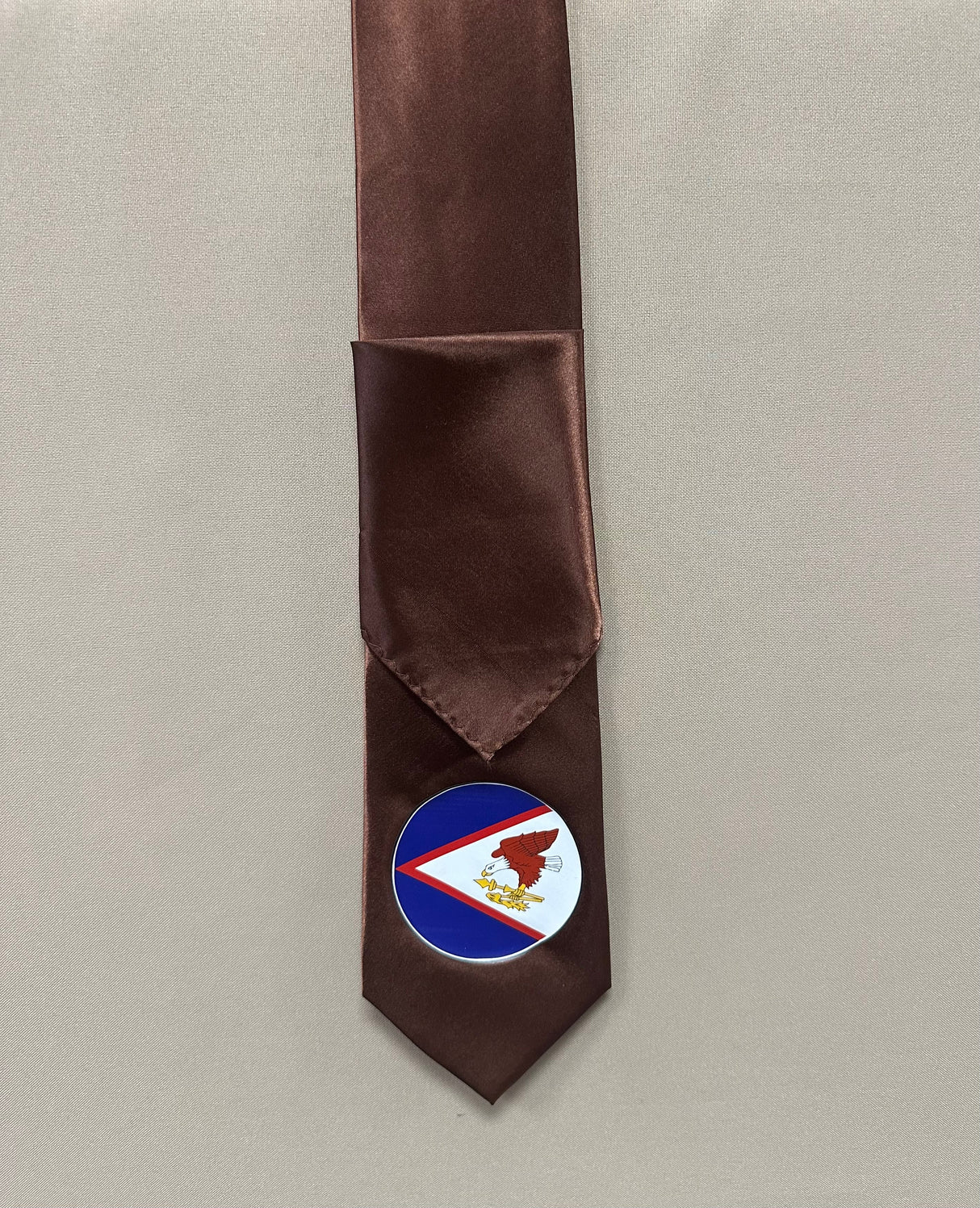 American Samoa Flag Tie Polyester Fabric - Seal Of American Samoa, 56" Length, 3.5" Width (1 Piece)