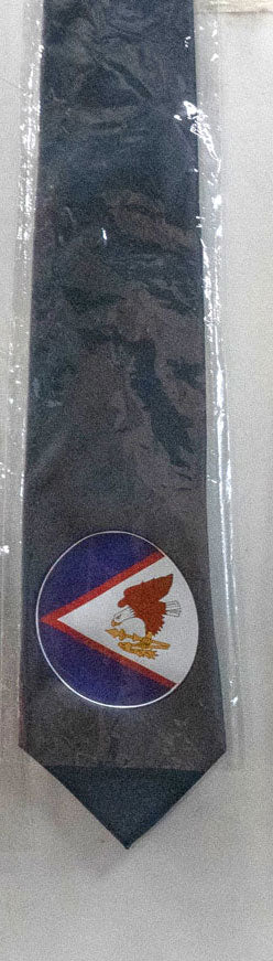 American Samoa Flag Tie Polyester Fabric - American Samoa Seal, 56" Length, 3.5" Width (1 Tie)