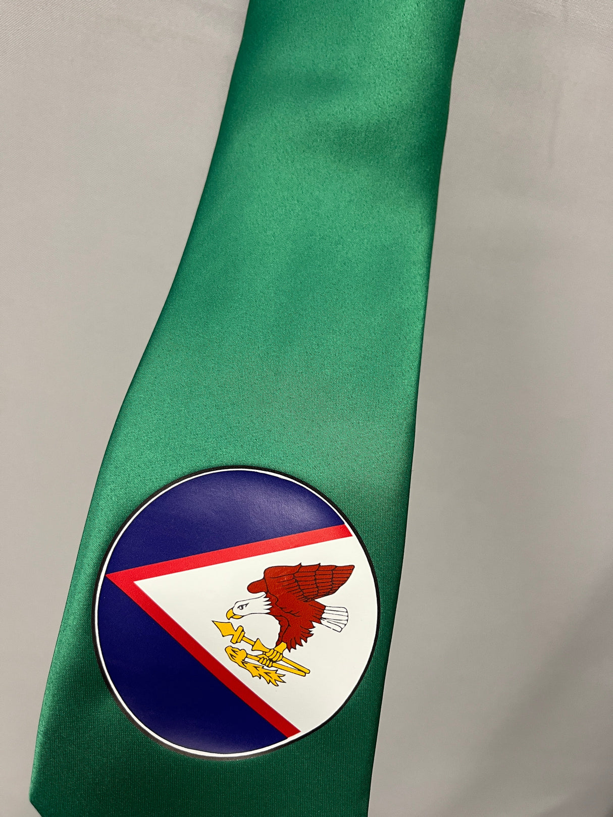 American Samoa Flag Tie Polyester Fabric - American Samoa Seal, 56" Length, 3.5" Width (1 Tie)