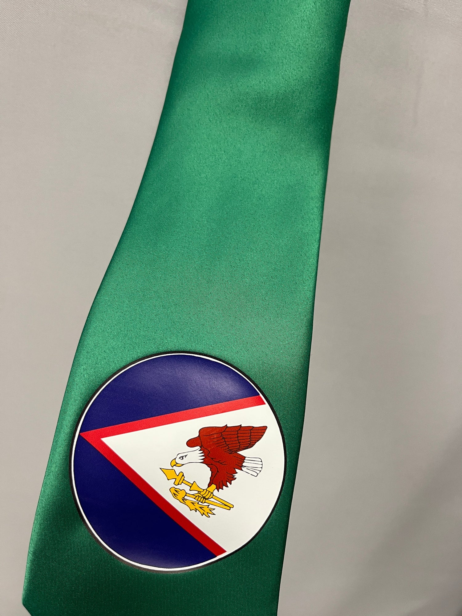 American Samoa Flag Tie Polyester Fabric - American Samoa Seal, 56" Length, 3.5" Width (1 Tie)