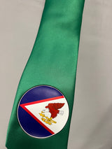 American Samoa Flag Tie Polyester Fabric - American Samoa Seal, 56" Length, 3.5" Width (1 Tie)