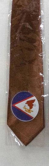 American Samoa Flag Tie Polyester Fabric - American Samoa Seal, 56" Length, 3.5" Width (1 Tie)