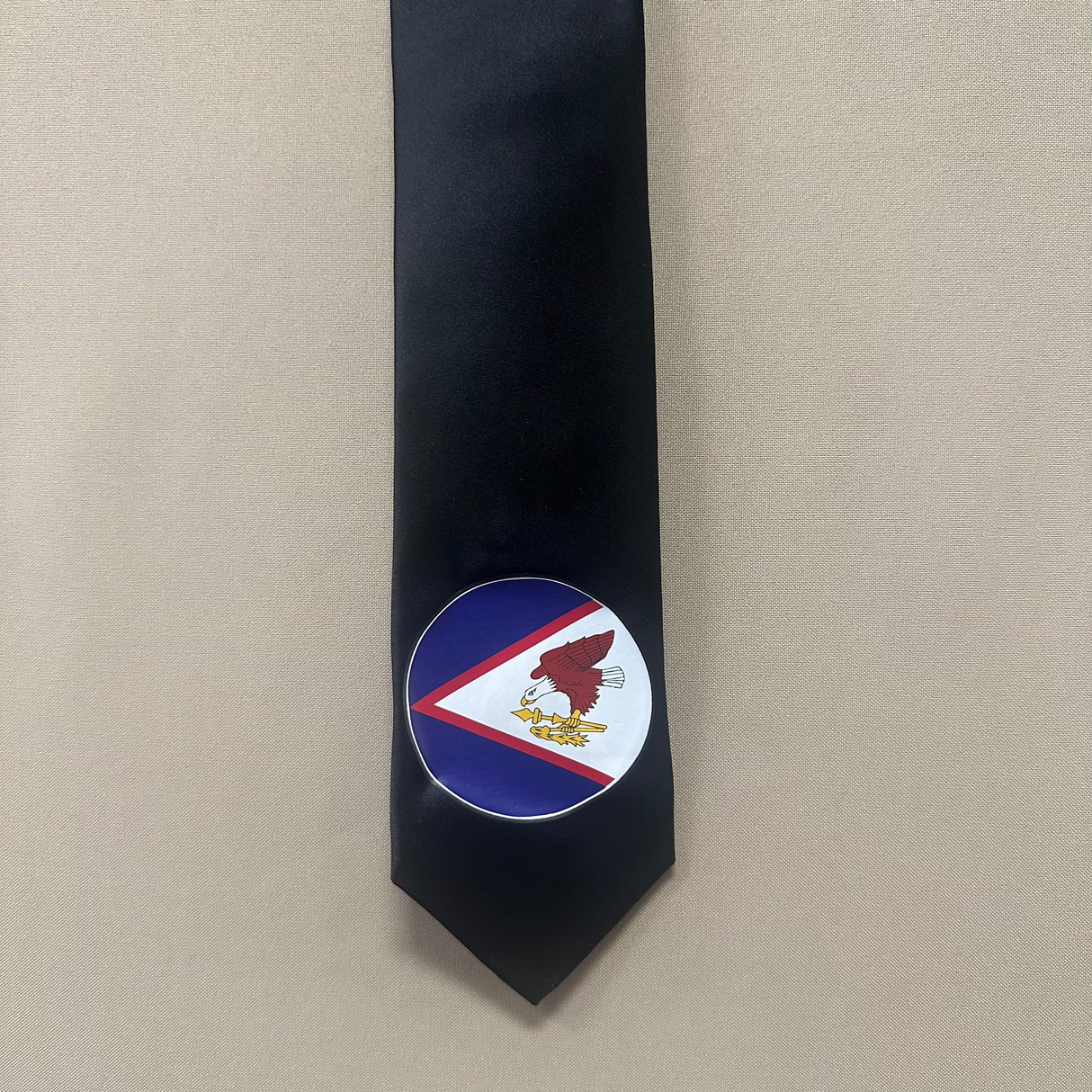 American Samoa Flag Tie Polyester Fabric - Seal Of American Samoa, 56" Length, 3.5" Width (1 Piece)
