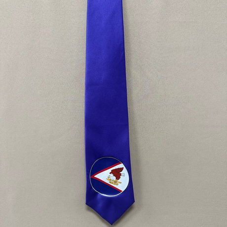 American Samoa Flag Tie Polyester Fabric - Seal Of American Samoa, 56" Length, 3.5" Width (1 Piece)