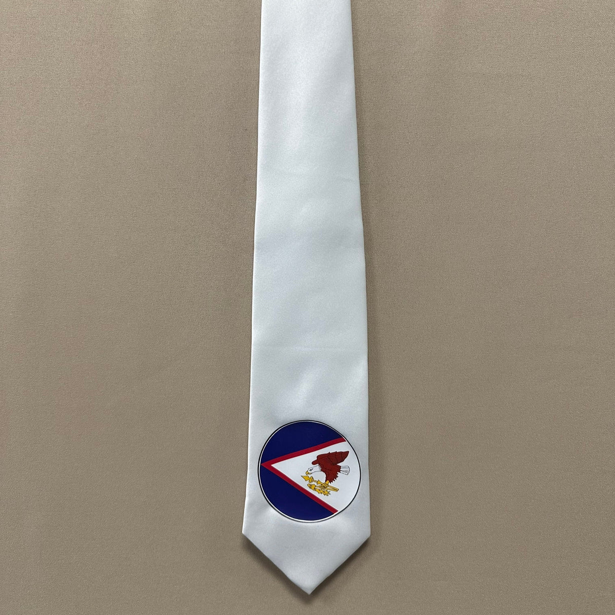 American Samoa Flag Tie Polyester Fabric - Seal Of American Samoa, 56" Length, 3.5" Width (1 Piece)