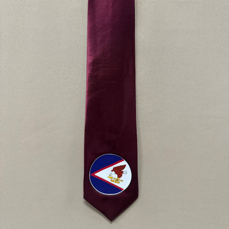 American Samoa Flag Tie Polyester Fabric - American Samoa Seal, 56" Length, 3.5" Width (1 Tie)