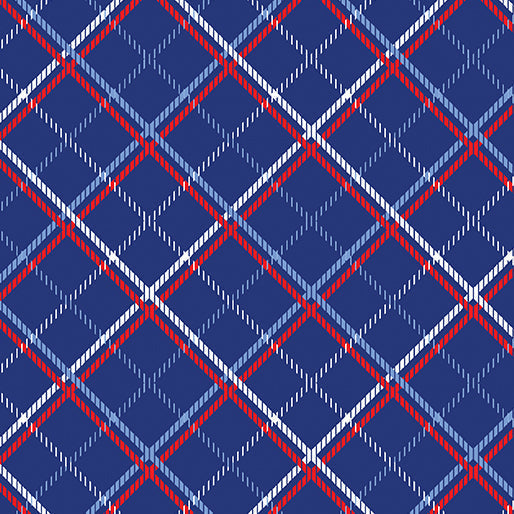 Cotton Americana Plaid Navy Fabric 44/45"