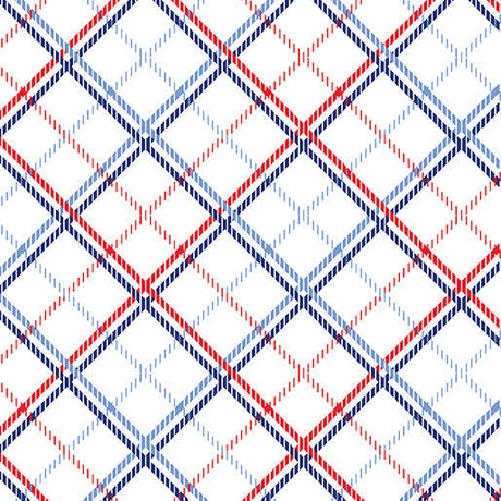 Cotton Americana Plaid White Fabric 44/45"