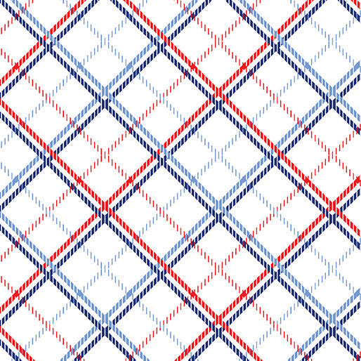 Cotton Americana Plaid White Fabric 44/45"
