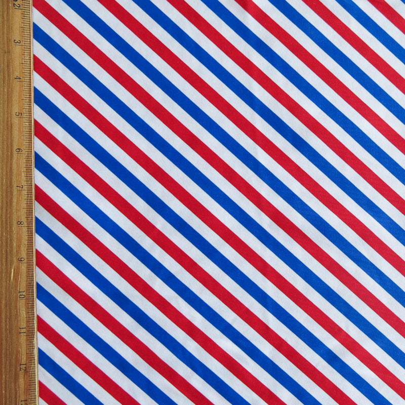 Swim Knit Americana Diagonal Stripes Nylon Spandex