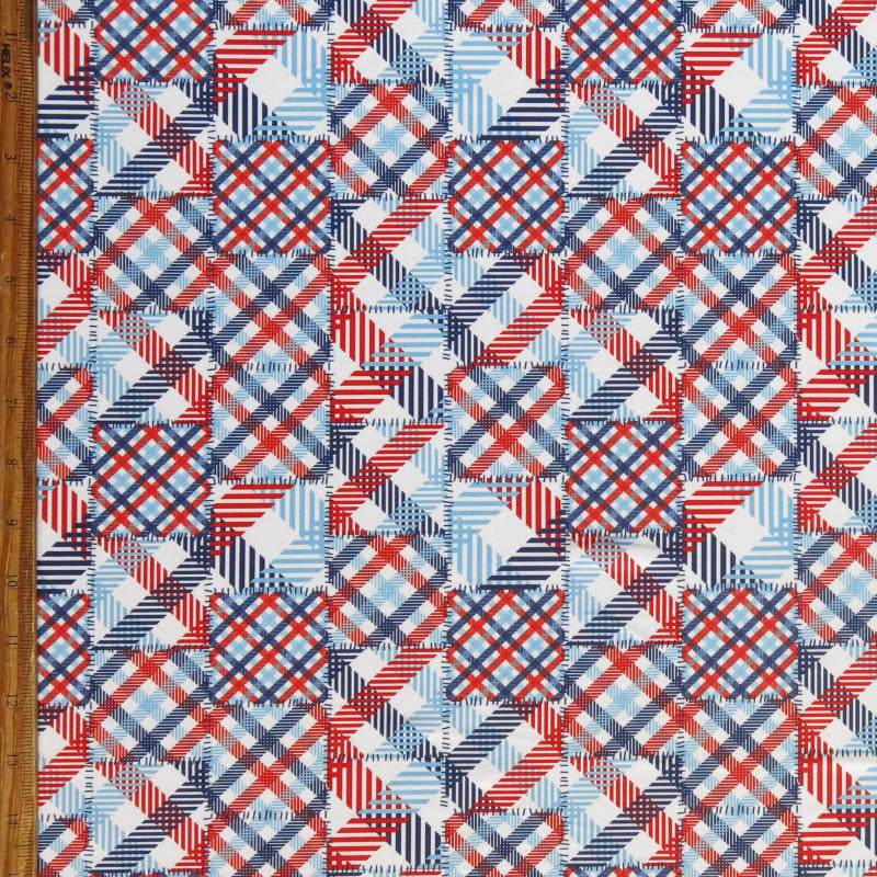 Swim Knit Americana Patchwork Poly Spandex Fabric