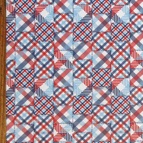 Swim Knit Americana Patchwork Poly Spandex Fabric