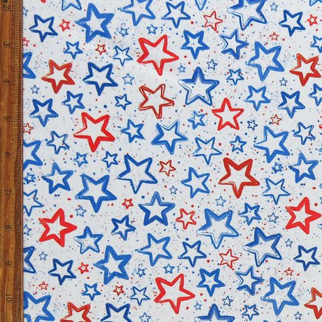 Swim Knit Americana Stars and Splatters on White