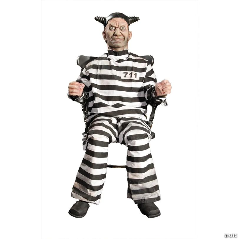 Animated Buzz Condemned Prisoner in Electric Chair with Sound Halloween Decoration