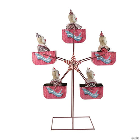 RADYAN Animated Ferris Wheel Halloween Prop with Creepy Clowns and Music shown in a clear product image