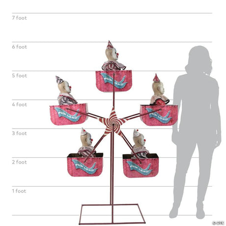 RADYAN Animated Ferris Wheel Halloween Prop with Creepy Clowns and Music shown in a clear product image