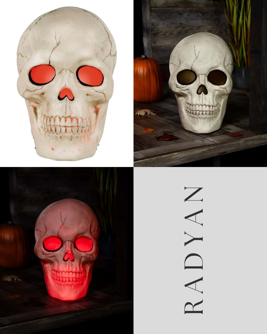 Animated Giant Plastic Skull Halloween Decoration, 19 3/4"