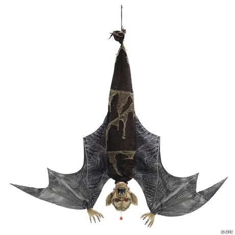 Animated Hanging Menacing Bat Halloween Decoration with Light and Sound