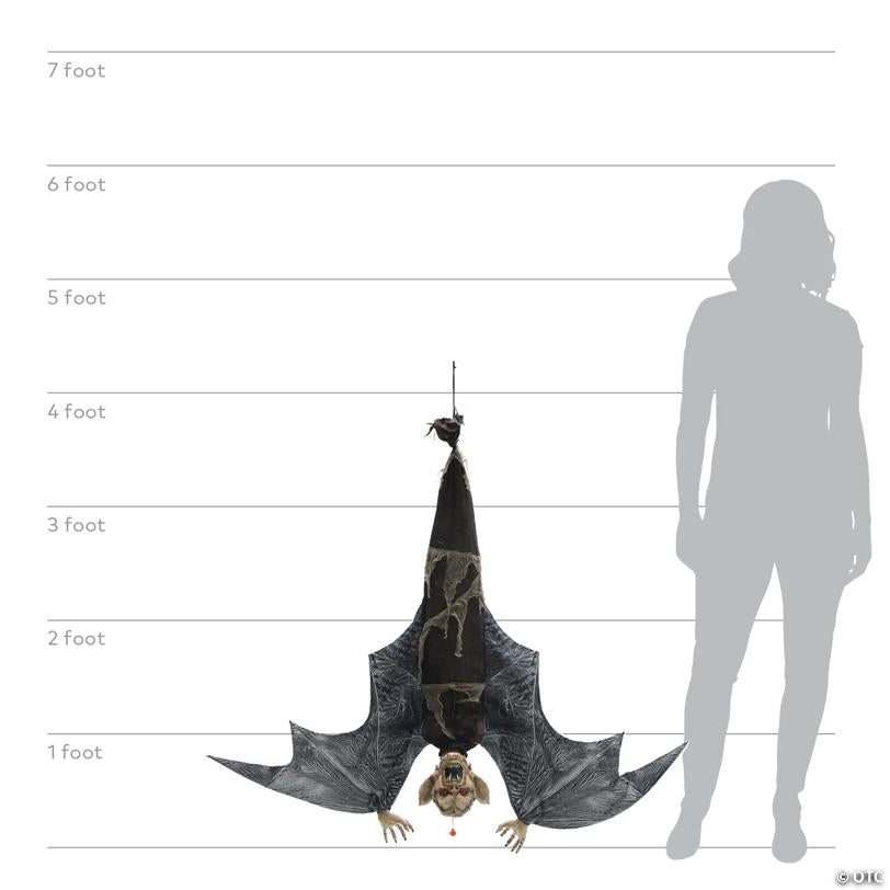 Animated Light-Up Hanging Menacing Bat with Sound Halloween Decoration