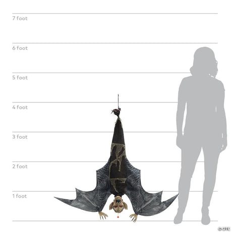 Animated Hanging Menacing Bat Halloween Decoration with Light and Sound