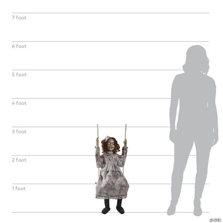 RADYAN Animated Swinging Decrepit Doll Halloween Decoration with Motion Sensor shown in a clear product image