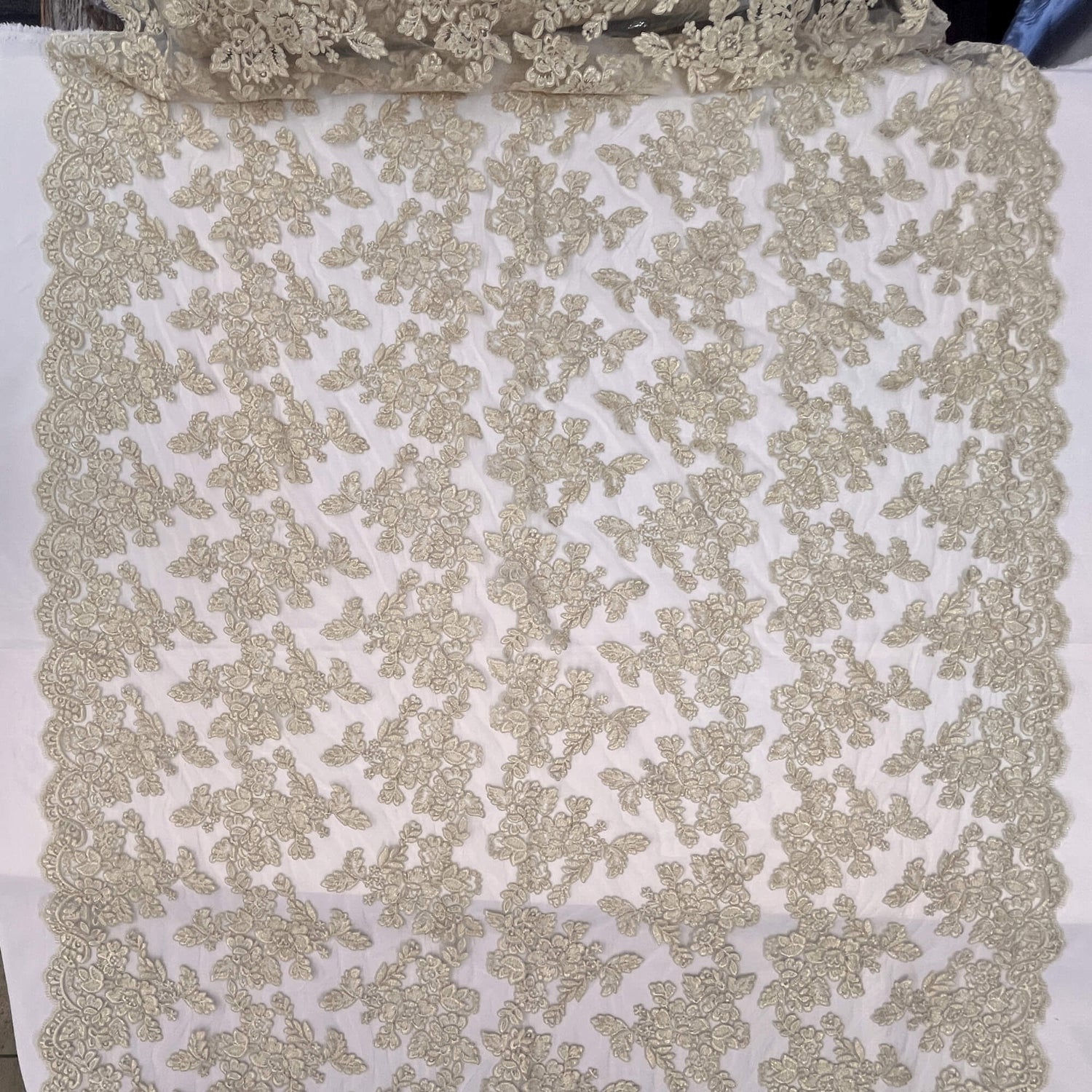 Corded Bridal Lace Embroidered Net Mesh