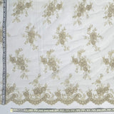 Corded Bridal Lace Fabric - Embroidered Polyester Net Mesh, 56" Width (1 Yard)