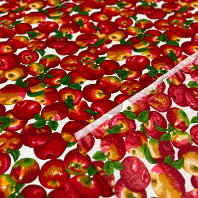 ১ গজ অ্যাপল প্রিন্ট পলি কটন ফ্যাব্রিক হালকা ওজনের টেকসই পোশাক উপাদান প্রস্থ