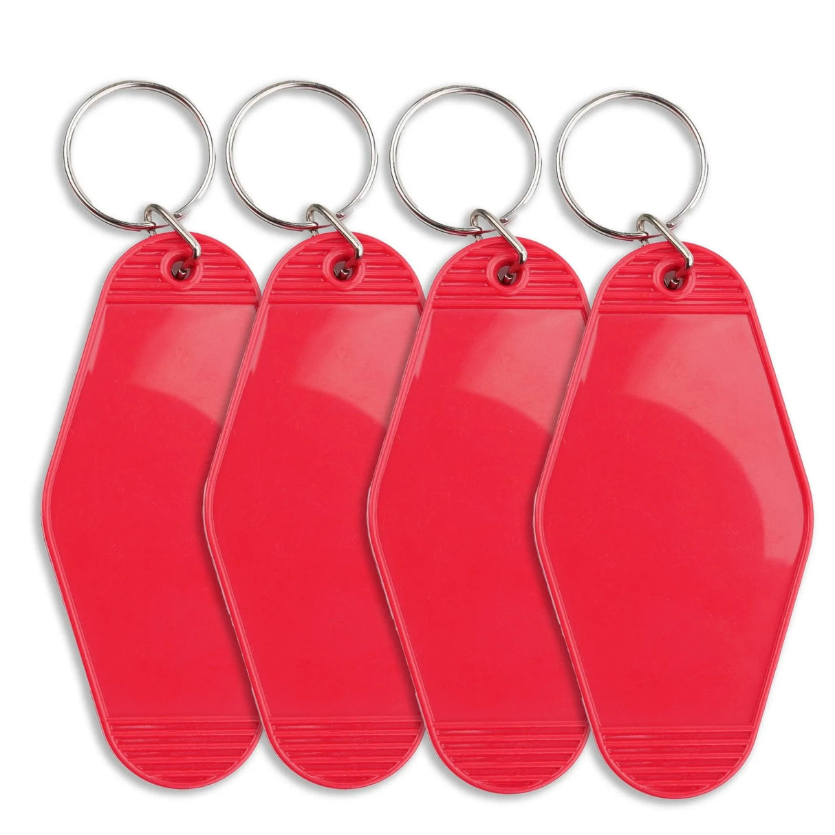 Retro Motel Keychain with Silver Ring - Apple Red (4 per Set)