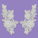 Beaded Lace Applique Off White