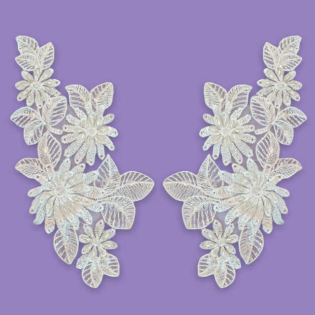 Beaded Lace Applique Off White