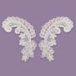 Beaded Corded Floral Lace Applique White