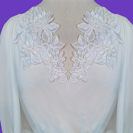 Beaded Lace Applique on Polyester Organza