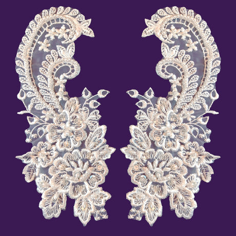Beaded Lace Applique on Polyester Organza