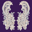 Beaded Bridal Lace Applique 100 Percent Polyester Organza Fabric - White, Beaded Embroidered Applique, 8.75" X 4" (1 Pair)